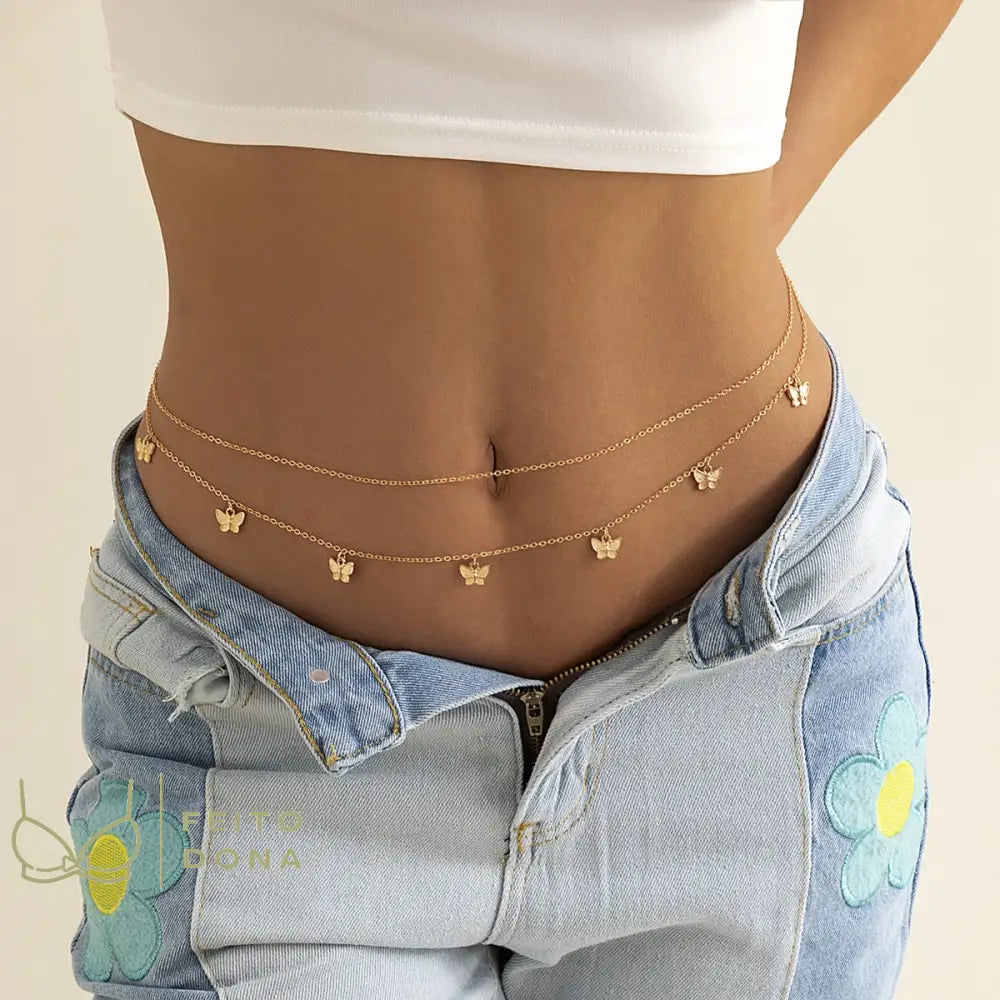 Belly Chain Fany Dourado Body