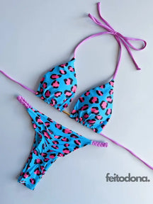 Biquíni Corda Lavínia Azul Leopardo / P