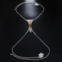 Body Chain Gal Prata E Vermelho