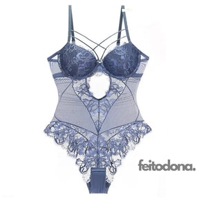 Body Lingerie Rendada Roberta Azul / P