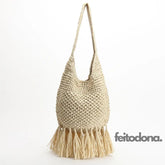 Bolsa De Crochê Luxo Madam Creme