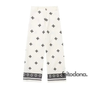 Calça Em Linho Flores
