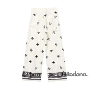 Calça Em Linho Flores