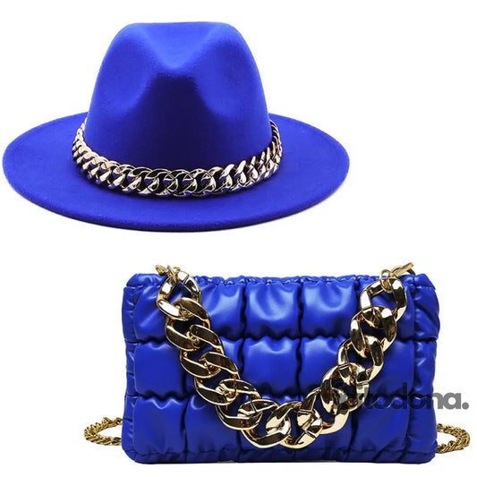 Combo Chapéu E Bolsa Jazz Azul