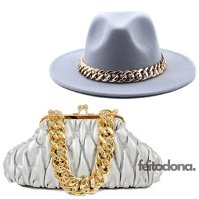 Combo Chapéu E Bolsa Lilly Cinza