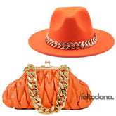 Combo Chapéu E Bolsa Lilly Laranja