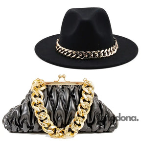 Combo Chapéu E Bolsa Lilly Preto