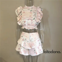Conjunto Corinne Rosa Com Verde / P