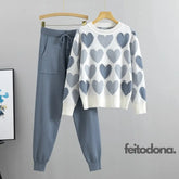 Conjunto Moletom 2 Peças Coração Azul / Tamanho Único