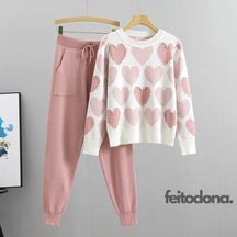 Conjunto Moletom 2 Peças Coração Rosa / Tamanho Único