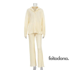 Conjunto Plissado Aluna Bege / P