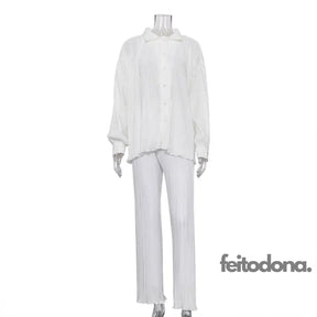 Conjunto Plissado Aluna Branco / P