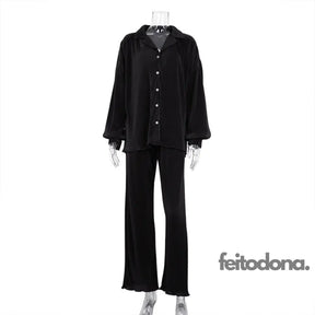 Conjunto Plissado Aluna Preto / P