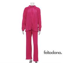 Conjunto Plissado Aluna Rosa Escuro / P