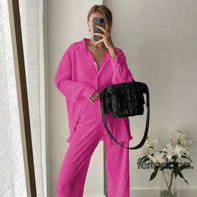 Conjunto Plissado Aluna Rosa / P