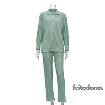 Conjunto Plissado Aluna Verde Acinzentado / P