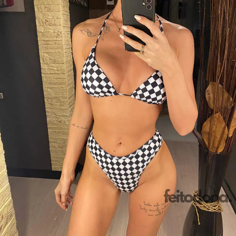 Conjunto Xadrez E Cropped Telinha