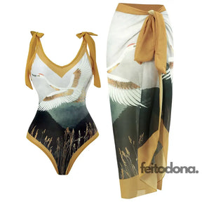 Maiô Ou Pareô Dellas Conjunto Mostarda / P