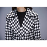 2023 Fashion Spring Plaid Woolen Jacket Ladies Clothing Elegant Slim Temperament Long Outwear