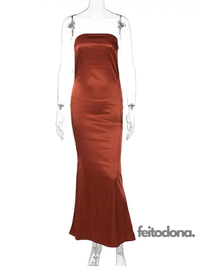 Maxi Dress Cetim Caliandra