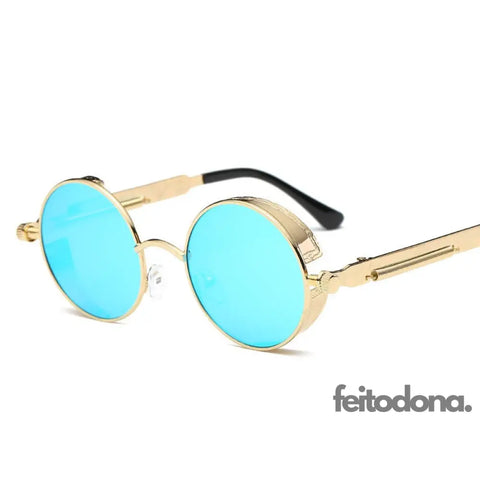 Óculos De Sol Lupa Dourado Com Lente Azul / Other