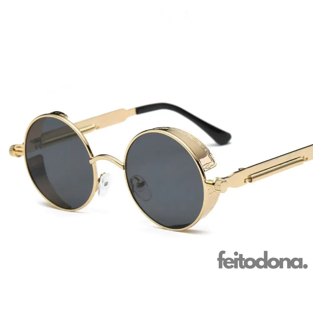 Óculos De Sol Lupa Dourado Com Lente Cinza / Other