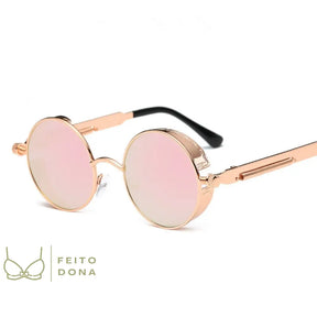 Óculos De Sol Lupa Dourado Com Lente Rosa / Other