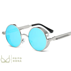 Óculos De Sol Lupa Prata Com Lente Azul / Other