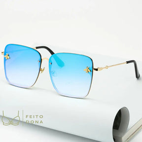 Óculos De Sol Oversize Azul Claro
