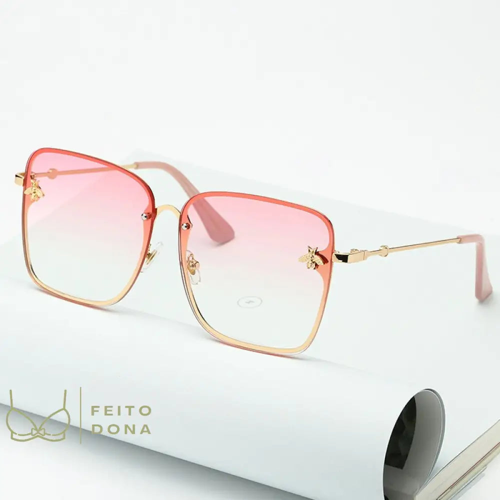 Óculos De Sol Oversize Rosa
