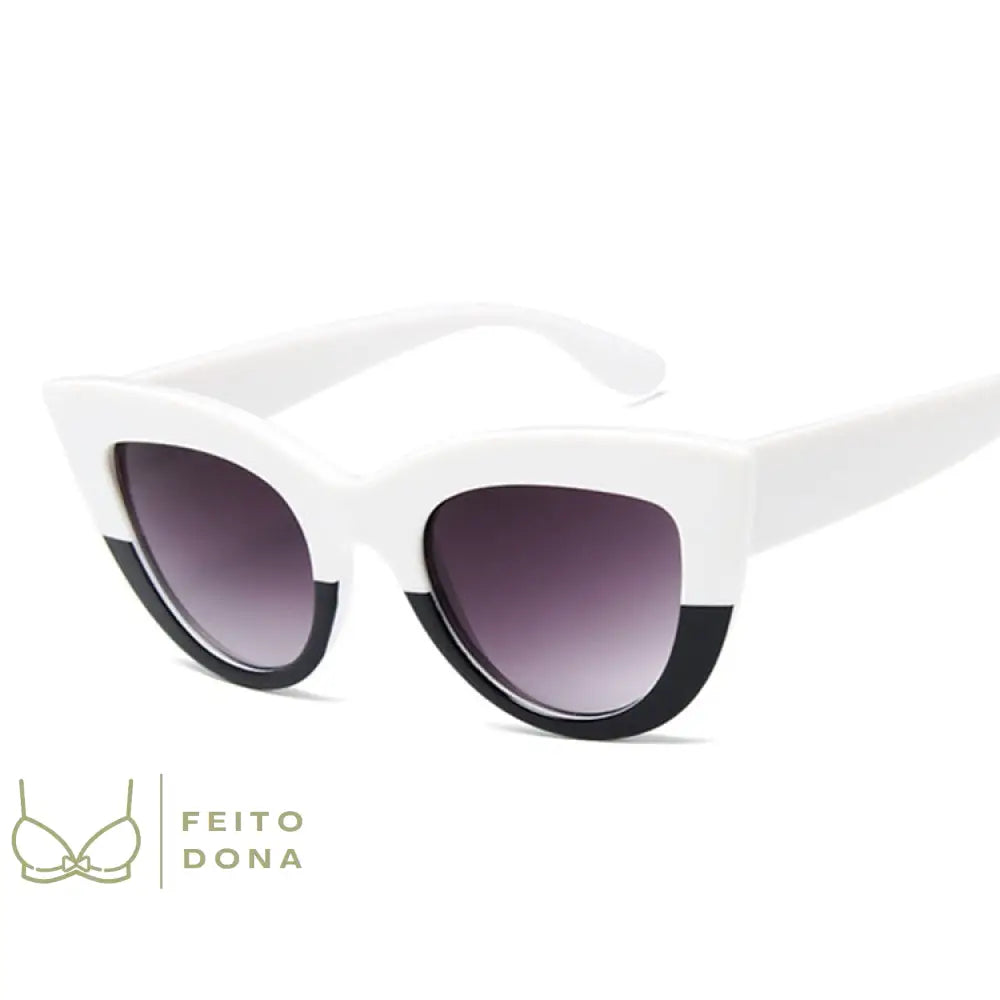 Óculos Olho De Gato Preta Degradê Armação Branca