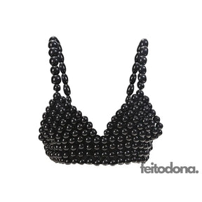 Top Crop Perólas Midi Preto / Tamanho Único