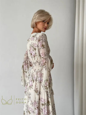 Chiffon Floral Bandage Long Dresses Elegant Vintage Pink Flower Evening Summer Sexy Bodycon Maxi For
