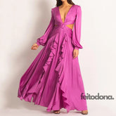 Vestido Decotado Yany Rosa / P