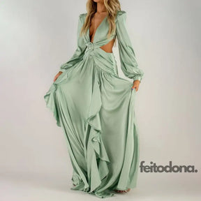 Vestido Decotado Yany Verde / P
