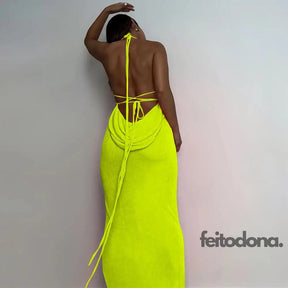 Vestido Drapeado Madelaine Amarelo / P