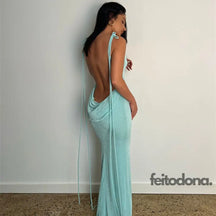 Vestido Drapeado Madelaine Azul Céu / P