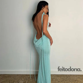 Vestido Drapeado Madelaine Azul Céu / P