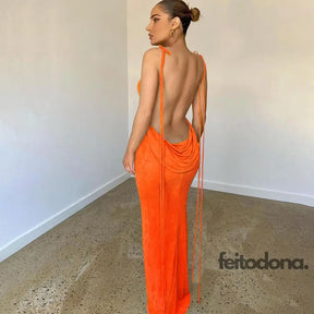 Vestido Drapeado Madelaine Laranja / P
