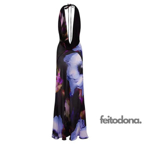 Vestido Drapeado Maxi Decote