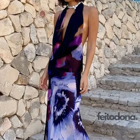 Vestido Drapeado Maxi Decote