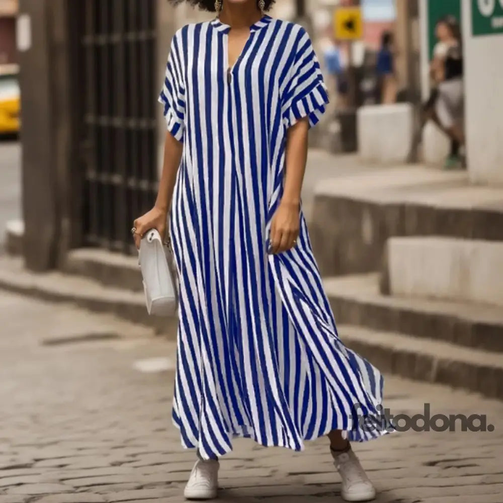 Vestido Listras Lyra Azul / P