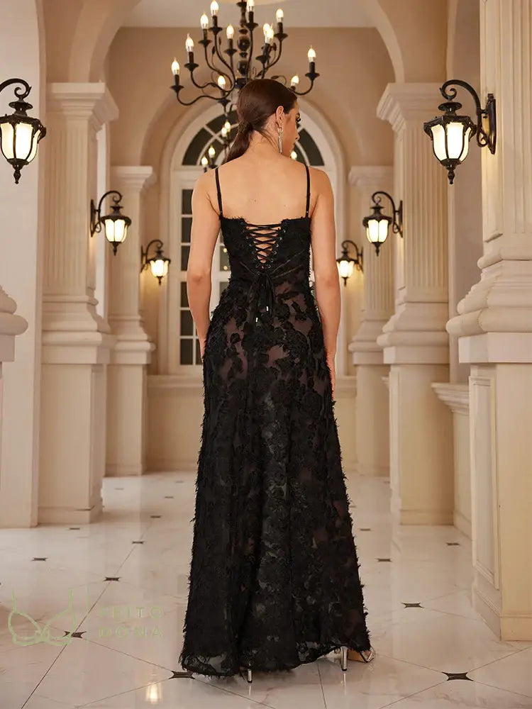 Mingmingxi Formal Occasion Dresses Maxi Black Appliques For Dancing Parties Long Elegant And