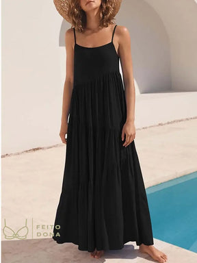 2023 Summer Beach Long Dress Women Loose Maxi Sleeveless Ladies Party Dresses For